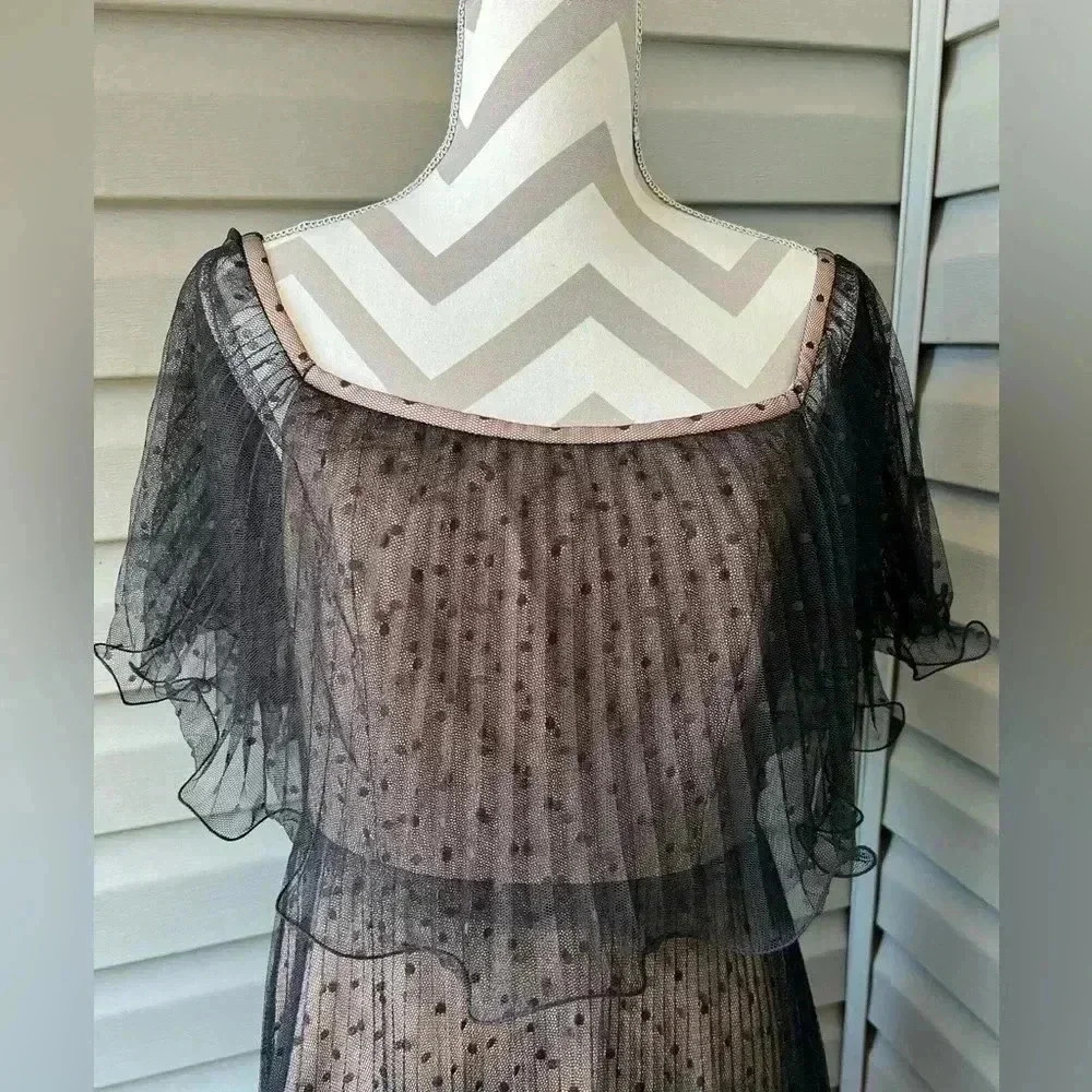BCBG MaxAzria Black Mesh Polka Dot Party/Cocktail Dress Sz 6 - Picture 3 of 8